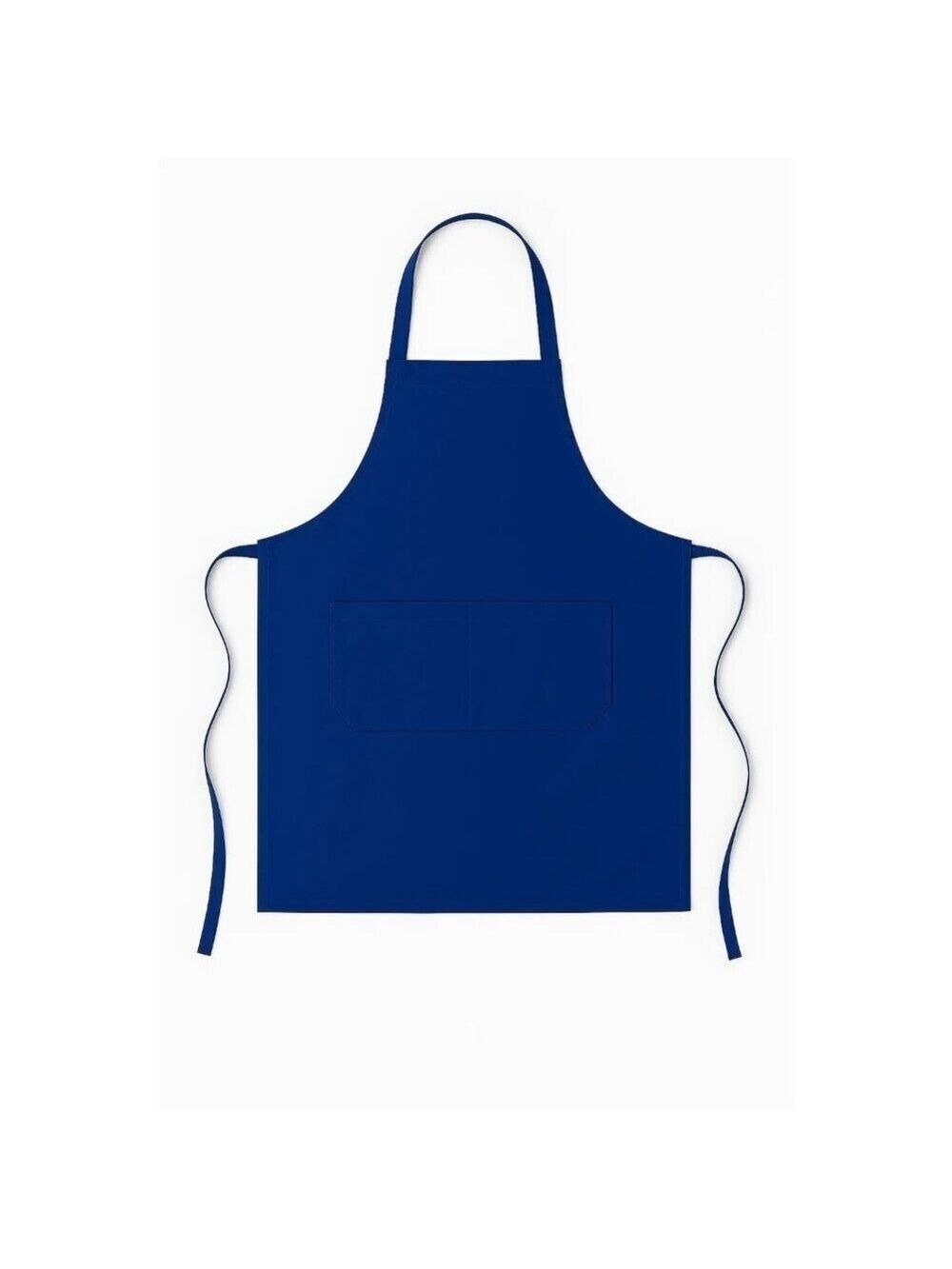 Blue Polyester Apron Adjustable Pockets Unisex